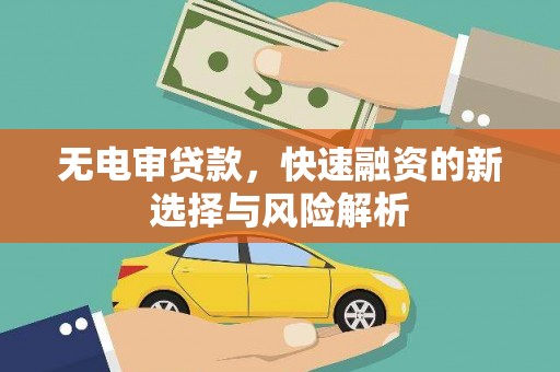 达坂城无电审贷款，快速融资的新选择与风险解析